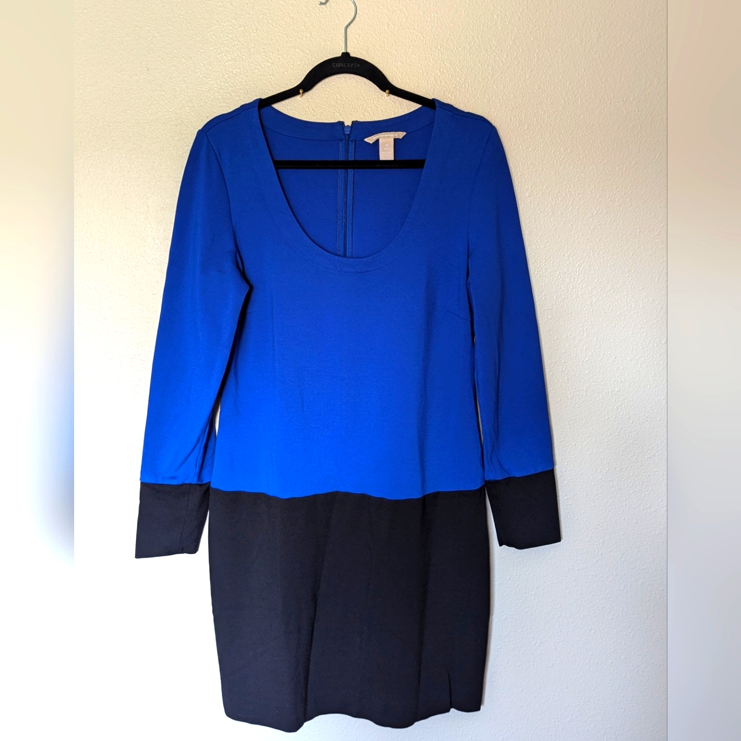 Banana Republic Royal Blue And Black Colorblock Dress Size 12